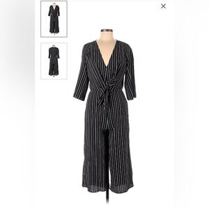 Size 6 work jumpsuit black/white vertical stripes